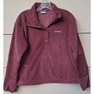 Columbia Womens Benton Springs Crop Fleece Pullover Malbec Dark Pink-Purple M